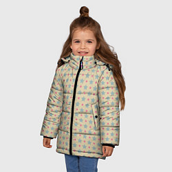 Куртка зимняя для девочки Бежевые звездочки, цвет: 3D-светло-серый — фото 2
