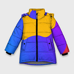 Куртка зимняя для девочки Яркие разноцветные пятна, цвет: 3D-светло-серый
