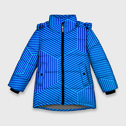 Куртка зимняя для девочки Blue geometry линии, цвет: 3D-светло-серый