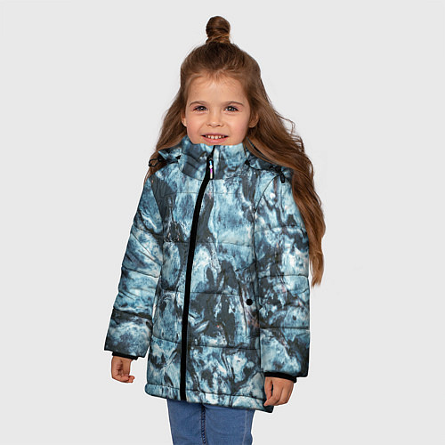 Зимняя куртка для девочки Холодная ледяная броня - Синий / 3D-Светло-серый – фото 3
