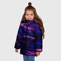 Куртка зимняя для девочки Фиолетово-розовый абстрактный узор, цвет: 3D-светло-серый — фото 2