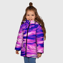 Куртка зимняя для девочки Розово-фиолетовый мраморный узор, цвет: 3D-черный — фото 2