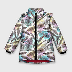 Куртка зимняя для девочки Текстура перьев, цвет: 3D-красный