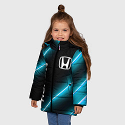 Куртка зимняя для девочки Honda неоновые лампы, цвет: 3D-черный — фото 2