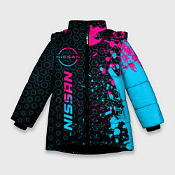 Куртка зимняя для девочки Nissan - neon gradient, цвет: 3D-черный