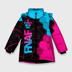 Куртка зимняя для девочки FNAF - neon gradient: по-вертикали, цвет: 3D-черный