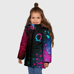 Куртка зимняя для девочки God of War - neon gradient, цвет: 3D-черный — фото 2