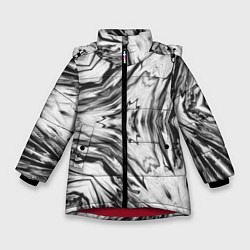 Куртка зимняя для девочки Черно-белый абстрактный узор Трио, цвет: 3D-красный