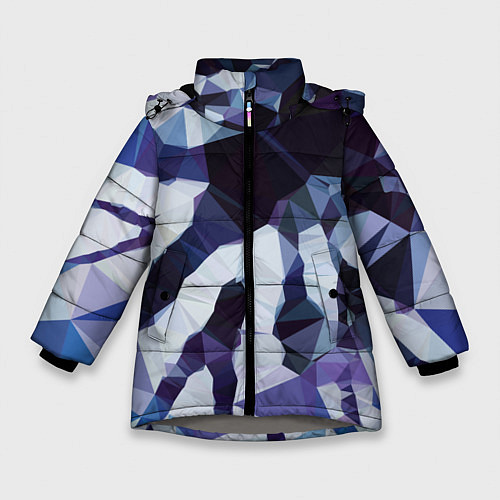 Зимняя куртка для девочки Лоу Поли Полигоны / 3D-Светло-серый – фото 1