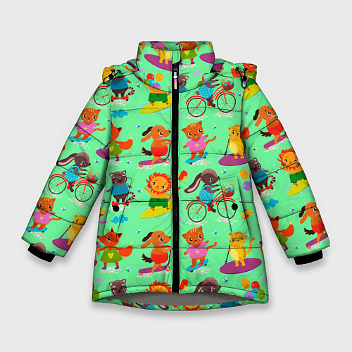 Зимняя куртка для девочки Wonderful animals / 3D-Светло-серый – фото 1