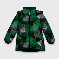 Зимняя куртка для девочки Зеленый, серый и черный геометрический