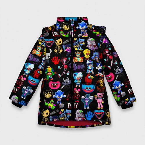 Зимняя куртка для девочки Персонажи разных игр / 3D-Красный – фото 1