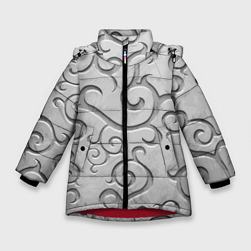 Зимняя куртка для девочки Ажурный орнамент на поверхности металла / 3D-Красный – фото 1