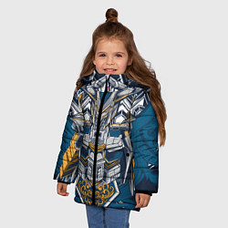 Куртка зимняя для девочки Узорный робот, цвет: 3D-светло-серый — фото 2