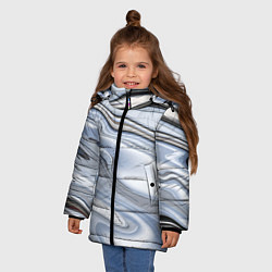 Куртка зимняя для девочки Серебристая поверхность воды, цвет: 3D-светло-серый — фото 2