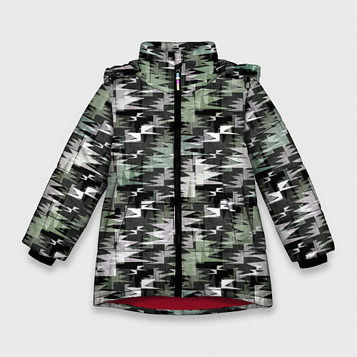 Зимняя куртка для девочки Абстрактный камуфляжный темный / 3D-Красный – фото 1