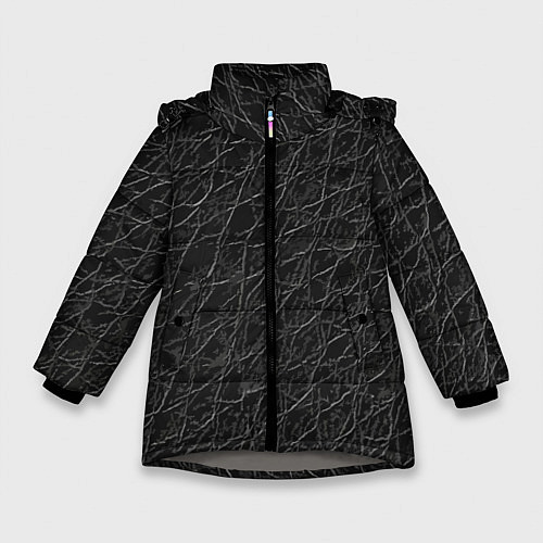 Зимняя куртка для девочки Имитация кожи - паттерн / 3D-Светло-серый – фото 1