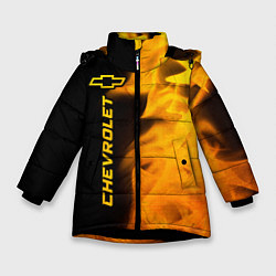 Куртка зимняя для девочки Chevrolet - gold gradient: по-вертикали, цвет: 3D-черный