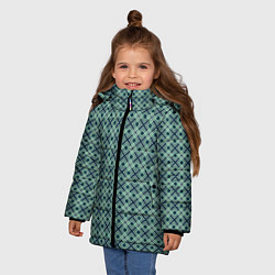 Куртка зимняя для девочки Геометрический бирюзовый узор на текстурированном, цвет: 3D-черный — фото 2