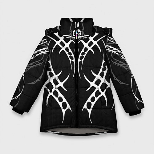 Зимняя куртка для девочки Татуированный мастер / 3D-Светло-серый – фото 1