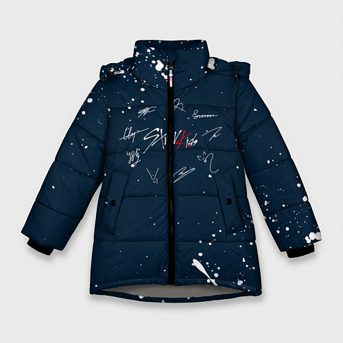 Зимняя куртка для девочки Stray Kids - брызги / 3D-Светло-серый – фото 1