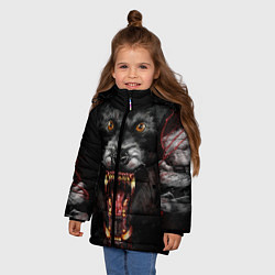 Куртка зимняя для девочки Злой волк с открытой пастью, цвет: 3D-черный — фото 2