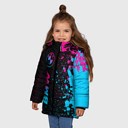 Куртка зимняя для девочки BMW - neon gradient: по-вертикали, цвет: 3D-черный — фото 2