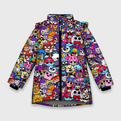 Куртка зимняя для девочки Brawl stars - бравлеры бойцы, цвет: 3D-светло-серый