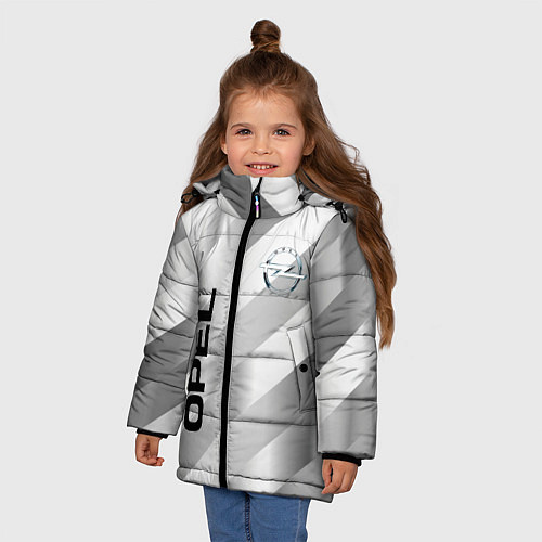 Зимняя куртка для девочки Опель - спорт / 3D-Светло-серый – фото 3