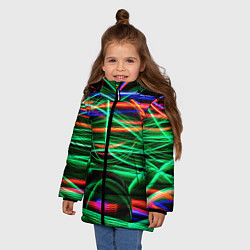 Куртка зимняя для девочки Абстрактное множество цветных линий, цвет: 3D-красный — фото 2