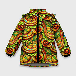 Куртка зимняя для девочки Летние объемные узоры, цвет: 3D-светло-серый