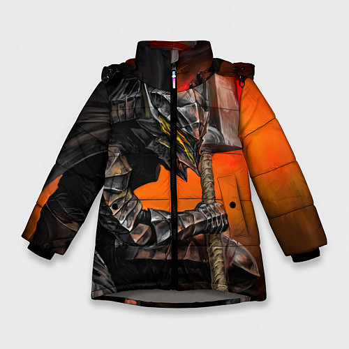 Зимняя куртка для девочки Берсерк Гатс Замах Мечом / 3D-Светло-серый – фото 1