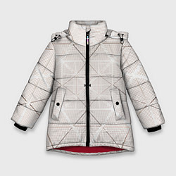 Куртка зимняя для девочки Абстрактные геометрические линии и точки, цвет: 3D-красный