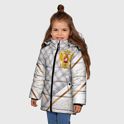 Куртка зимняя для девочки Герб России white gold, цвет: 3D-черный — фото 2
