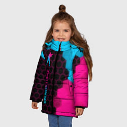 Куртка зимняя для девочки Counter Strike - neon gradient: по-вертикали, цвет: 3D-черный — фото 2