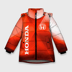 Куртка зимняя для девочки Honda - красная абстракция, цвет: 3D-светло-серый