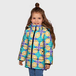 Куртка зимняя для девочки Мозаика лепестки, цвет: 3D-светло-серый — фото 2