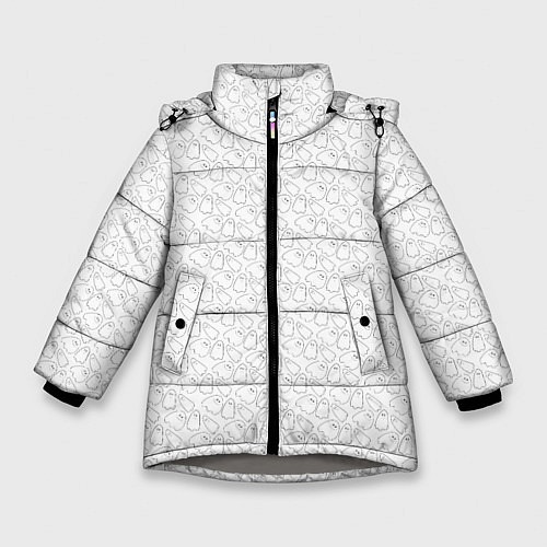 Зимняя куртка для девочки Little Ghosts on white / 3D-Светло-серый – фото 1