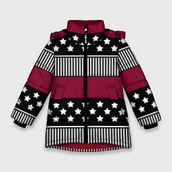 Зимняя куртка для девочки Burgundy black striped pattern