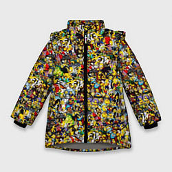 Куртка зимняя для девочки Симпсоны все Герои, цвет: 3D-светло-серый