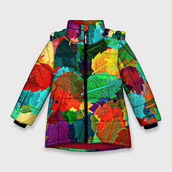Куртка зимняя для девочки Colored leaves, цвет: 3D-красный