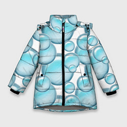Куртка зимняя для девочки Стеклянные голубые шарики марблс, цвет: 3D-светло-серый