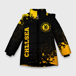 Зимняя куртка для девочки Chelsea - gold gradient: символ и надпись вертикал