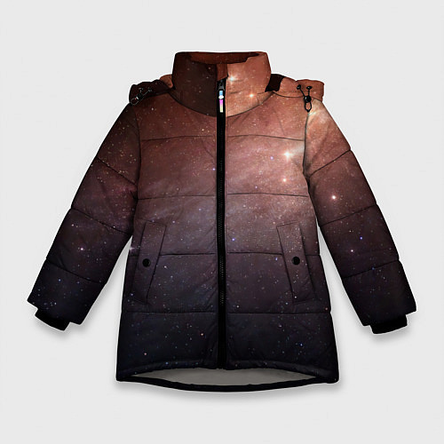 Зимняя куртка для девочки Космос из сердца / 3D-Светло-серый – фото 1