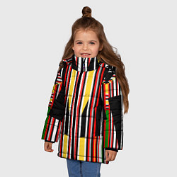 Куртка зимняя для девочки Геометрические цветные фигуры полосы geometry, цвет: 3D-черный — фото 2
