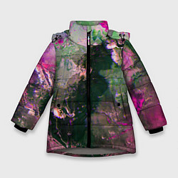 Куртка зимняя для девочки Абстрактные краски и силуэты, цвет: 3D-светло-серый