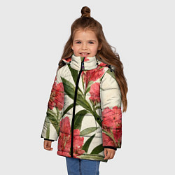 Куртка зимняя для девочки Олеандр Элегантные цветы, цвет: 3D-черный — фото 2