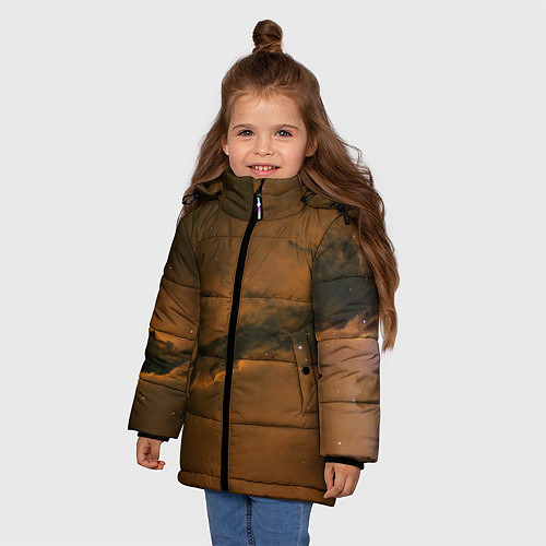 Зимняя куртка для девочки Карамельная галактика / 3D-Светло-серый – фото 3