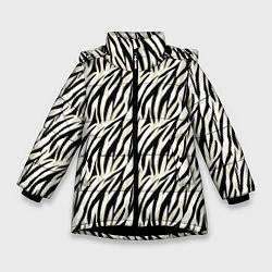Куртка зимняя для девочки Тигровый полосатый узор-черные, бежевые полосы на, цвет: 3D-черный