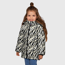 Куртка зимняя для девочки Тигровый полосатый узор-черные, бежевые полосы на, цвет: 3D-светло-серый — фото 2